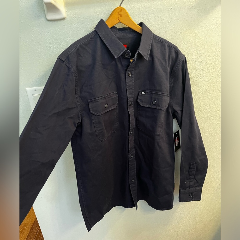 NWT! Men's Quiksilver Long Sleeve Button Down Overshirt - Picture 9 of 11